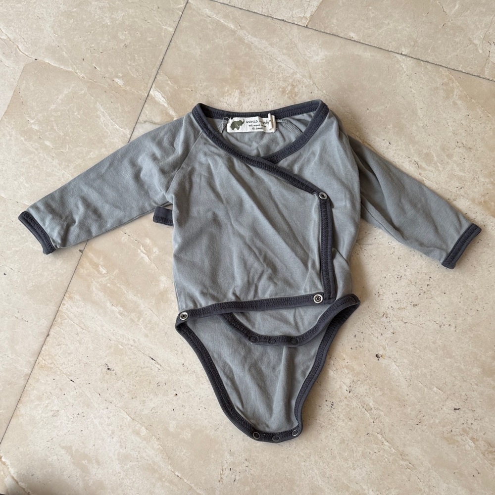 Charcoal Trimmed Kids kimono onsie